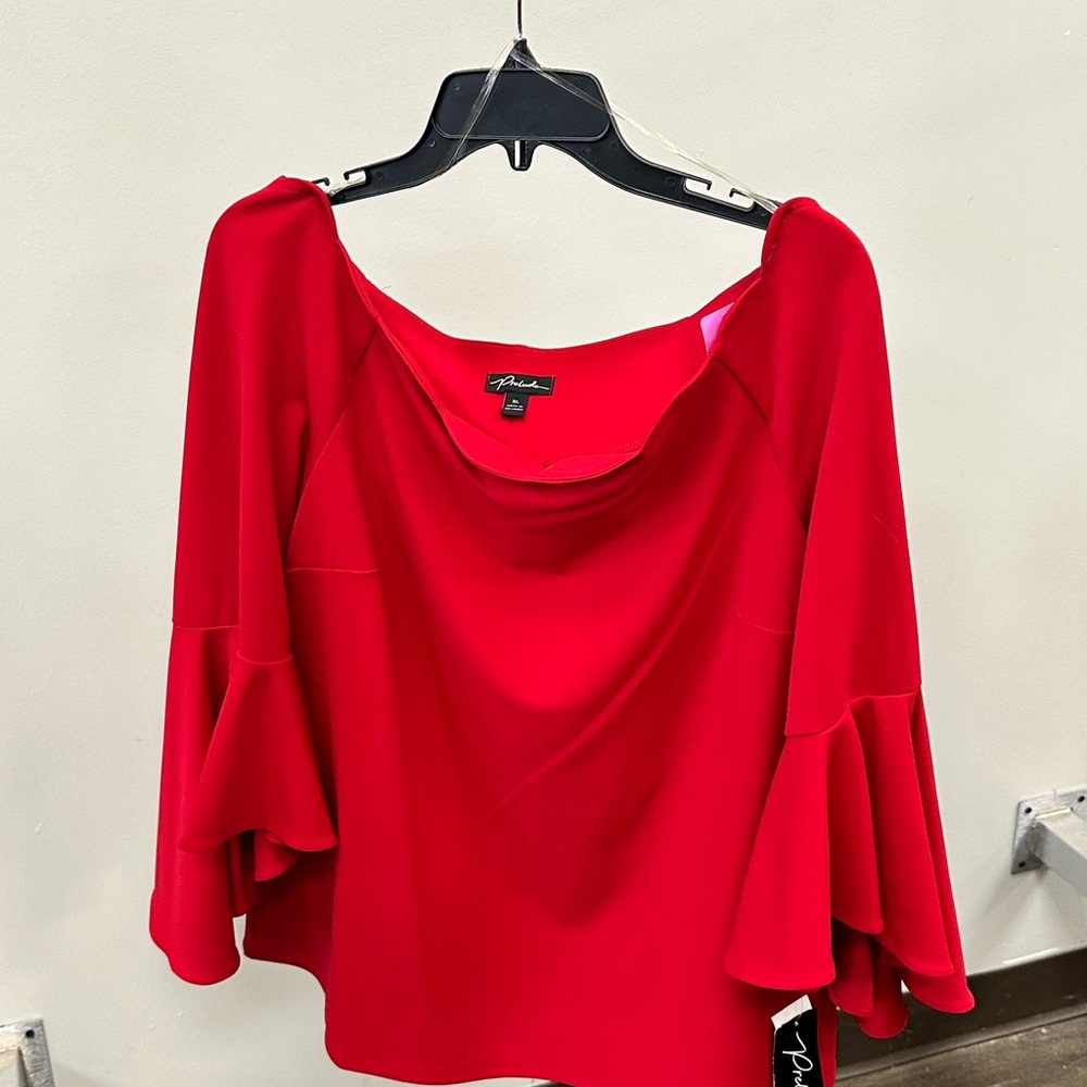 Red Ruffle Sleeve Top